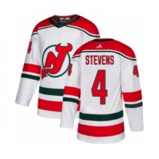 Men Adidas New Jersey Devils #4 Scott Stevens Authentic White Alternate NHL Jersey