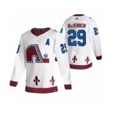 Men Colorado Avalanche #29 Nathan MacKinnon White 2020-21 Reverse Retro Alternate Hockey Stitched Jersey