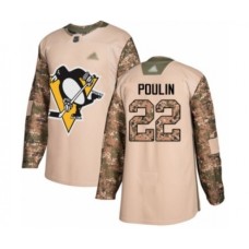 Men Pittsburgh Penguins #22 Samuel Poulin Authentic Camo Veterans Day Practice Hockey Stitched Jersey