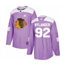 Men Chicago Blackhawks #92 Alexander Nylander Authentic Purple Fights Cancer Practice Hockey Stitched Jersey