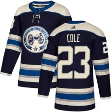 Men Adidas Columbus Blue Jackets #23 Ian Cole Authentic Navy Blue Alternate NHL Jersey