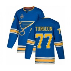 Men St. Louis Blues #77 Pierre Turgeon Authentic Navy Blue Alternate 2019 Stanley Cup Final Bound Hockey Jersey