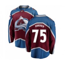 Men Colorado Avalanche #75 Justus Annunen Authentic Maroon Home Fanatics Branded Breakaway NHL Jersey