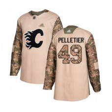 Men Calgary Flames #49 Jakob Pelletier Authentic Camo Veterans Day Practice Hockey Stitched Jersey