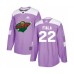 Men Minnesota Wild #22 Kevin Fiala Authentic Purple Fights Cancer Practice Hockey Stitched Jersey