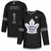 Men Adidas Toronto Maple Leafs #1 Johnny Bower Black Authentic Classic Stitched NHL Jersey