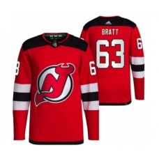 Men New Jersey Devils #63 Jesper Bratt Red Stitched Jersey