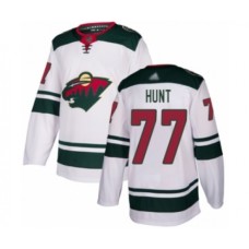 Men Minnesota Wild #77 Brad Hunt Authentic White Away Hockey Stitched Jersey