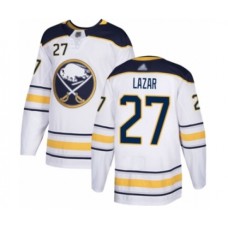 Men Buffalo Sabres #27 Curtis Lazar Authentic White Away Hockey Stitched Jersey