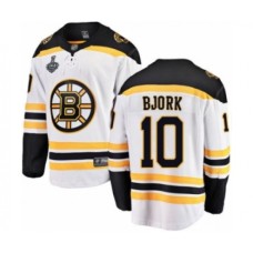 Men Boston Bruins #10 Anders Bjork Authentic White Away Fanatics Branded Breakaway 2019 Stanley Cup Final Bound Hockey Jersey