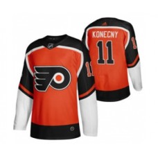 Men Philadelphia Flyers #11 Travis Konecny Orange 2020-21 Reverse Retro Alternate Hockey Stitched Jersey