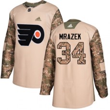 Men Adidas Philadelphia Flyers #34 Petr Mrazek Authentic Camo Veterans Day Practice NHL Jersey