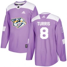 Men Adidas Nashville Predators #8 Kyle Turris Authentic Purple Fights Cancer Practice NHL Jersey