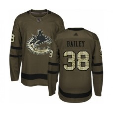 Men Vancouver Canucks #38 Justin Bailey Authentic Green Salute to Service Hockey Stitched Jersey