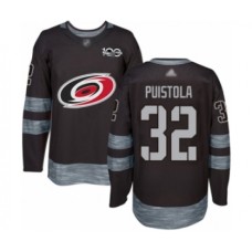 Men Carolina Hurricanes #32 Patrik Puistola Authentic Black 1917-2017 100th Anniversary Hockey Stitched Jersey