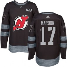 Men Adidas New Jersey Devils #17 Patrick Maroon Authentic Black 1917-2017 100th Anniversary NHL Jersey