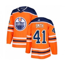 Men Edmonton Oilers #41 Mike Smith Authentic Orange Home Hockey Stitched Jersey