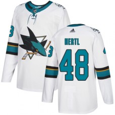 Men Adidas San Jose Sharks #48 Tomas Hertl White Road Authentic Stitched NHL Jersey