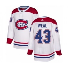 Men Montreal Canadiens #43 Jordan Weal Authentic White Away Hockey Stitched Jersey