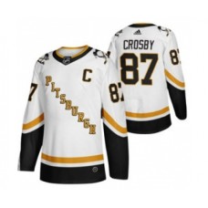 Men Pittsburgh Penguins #87 Sidney Crosby White 2020-21 Reverse Retro Alternate Hockey Stitched Jersey