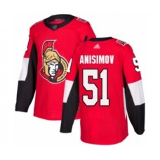 Men Ottawa Senators #51 Artem Anisimov Authentic Red Home Hockey Stitched Jersey