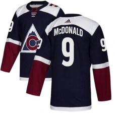 Men Adidas Colorado Avalanche #9 Lanny McDonald Authentic Navy Blue Alternate NHL Jersey