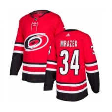 Men Adidas Carolina Hurricanes #34 Petr Mrazek Premier Red Home NHL Jersey