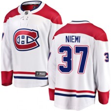 Men Montreal Canadiens #37 Antti Niemi Authentic White Away Fanatics Branded Breakaway NHL Jersey