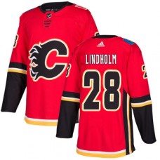 Men Adidas Calgary Flames #28 Elias Lindholm Red Home Authentic Stitched NHL Jersey