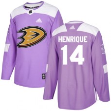 Men Adidas Anaheim Ducks #14 Adam Henrique Authentic Purple Fights Cancer Practice NHL Jersey