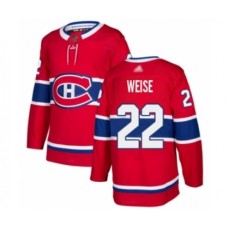 Men Montreal Canadiens #22 Dale Weise Authentic Red Home Hockey Stitched Jersey