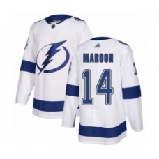 Men Tampa Bay Lightning #14 Patrick Maroon Authentic White Away Hockey Stitched Jersey