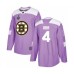 Men Boston Bruins #4 Bobby Orr Authentic Purple Fights Cancer Practice 2019 Stanley Cup Final Bound Hockey Jersey