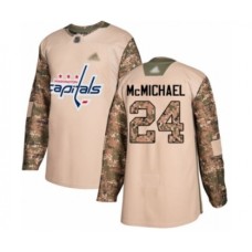 Men Washington Capitals #24 Connor McMichael Authentic Camo Veterans Day Practice Hockey Stitched Jersey