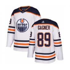 Men Edmonton Oilers #89 Sam Gagner Authentic White Away Hockey Stitched Jersey