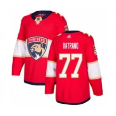 Men Florida Panthers #77 Frank Vatrano Authentic Red Home Hockey Stitched Jersey