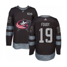 Men Adidas Columbus Blue Jackets #19 Liam Foudy Authentic Black 1917-2017 100th Anniversary NHL Jersey