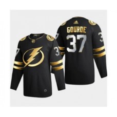 Men Tampa Bay Lightning #37 Yanni Gourde Black Golden Edition Limited Stitched Hockey Jersey