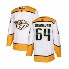 Men Nashville Predators #64 Mikael Granlund Authentic White Away Hockey Stitched Jersey