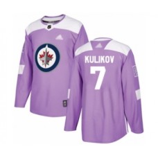 Men Winnipeg Jets #7 Dmitry Kulikov Authentic Purple Fights Cancer Practice Hockey Stitched Jersey