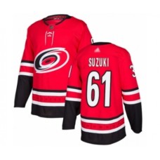 Men Carolina Hurricanes #61 Ryan Suzuki Authentic Red Home Hockey Stitched Jersey