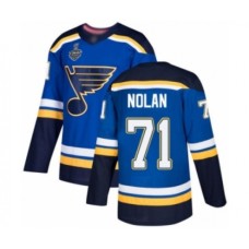 Men St. Louis Blues #71 Jordan Nolan Authentic Royal Blue Home 2019 Stanley Cup Final Bound Hockey Jersey