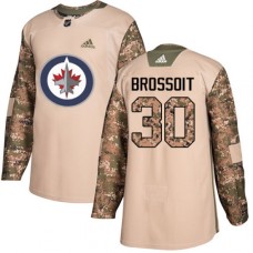 Men Adidas Winnipeg Jets #30 Laurent Brossoit Authentic Camo Veterans Day Practice NHL Jersey