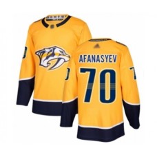 Men Nashville Predators #70 Egor Afanasyev Authentic Gold Home Hockey Stitched Jersey