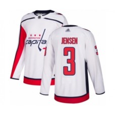 Men Washington Capitals #3 Nick Jensen Authentic White Away Hockey Stitched Jersey