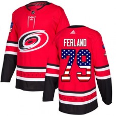 Men Adidas Carolina Hurricanes #79 Michael Ferland Red Home Authentic USA Flag Stitched NHL Jersey