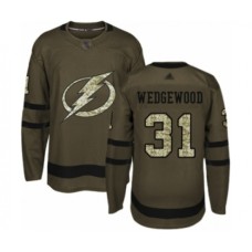 Men Tampa Bay Lightning #31 Scott Wedgewood Authentic Green Salute to Service Hockey Stitched Jersey