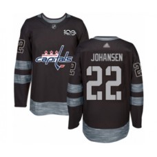 Men Washington Capitals #22 Lucas Johansen Authentic Black 1917-2017 100th Anniversary Hockey Stitched Jersey