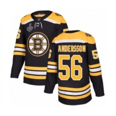 Men Boston Bruins #56 Axel Andersson Authentic Black Home 2019 Stanley Cup Final Bound Hockey Jersey