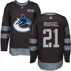 Men Adidas Vancouver Canucks #21 Antoine Roussel Authentic Black 1917-2017 100th Anniversary NHL Jersey